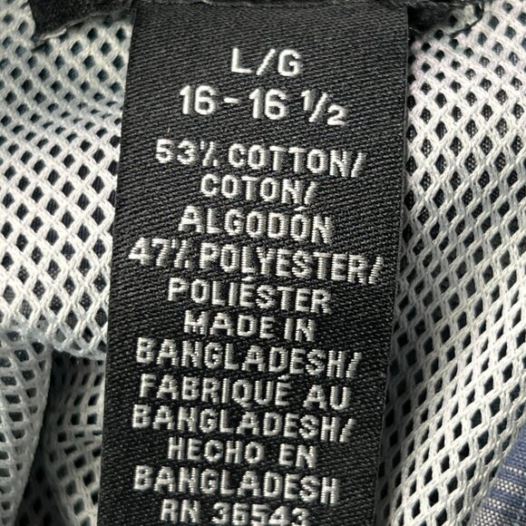 New Van Heusen Traveler Shirt Mens Large Long Sleeve Button Up Blue Plaid Vented - Picture 4 of 9